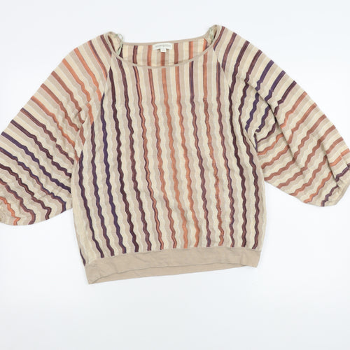 Monsoon Women's Beige Striped Pullover Jumper, M