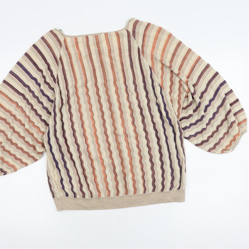 Monsoon Women's Beige Striped Pullover Jumper, M