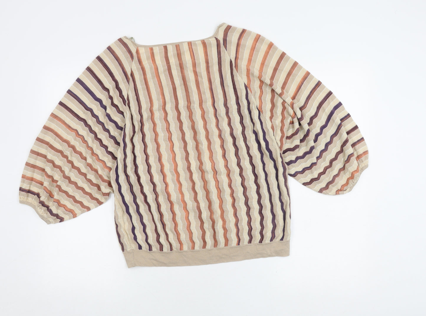 Monsoon Women's Beige Striped Pullover Jumper, M