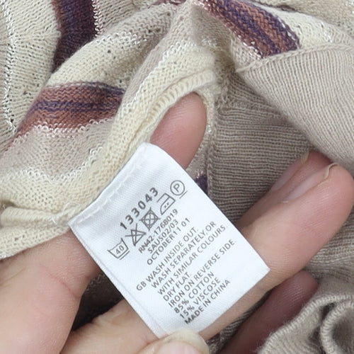 Monsoon Women's Beige Striped Pullover Jumper, M