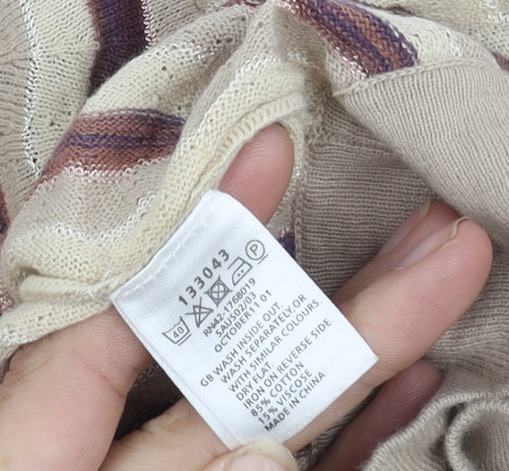 Monsoon Women's Beige Striped Pullover Jumper, M