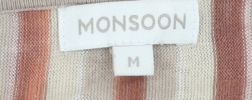 Monsoon Women's Beige Striped Pullover Jumper, M