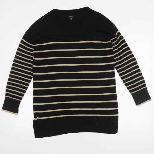 Spirit Women's Black Striped Jumper Size 14