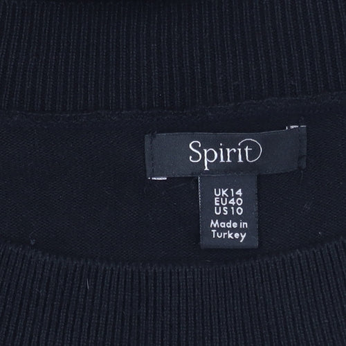 Spirit Women's Black Striped Jumper Size 14