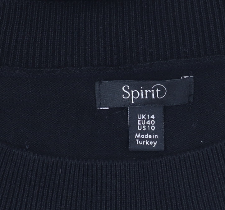 Spirit Women's Black Striped Jumper Size 14