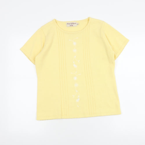 Honor Millburn Women's Yellow Embroidered T-Shirt Size 10/12