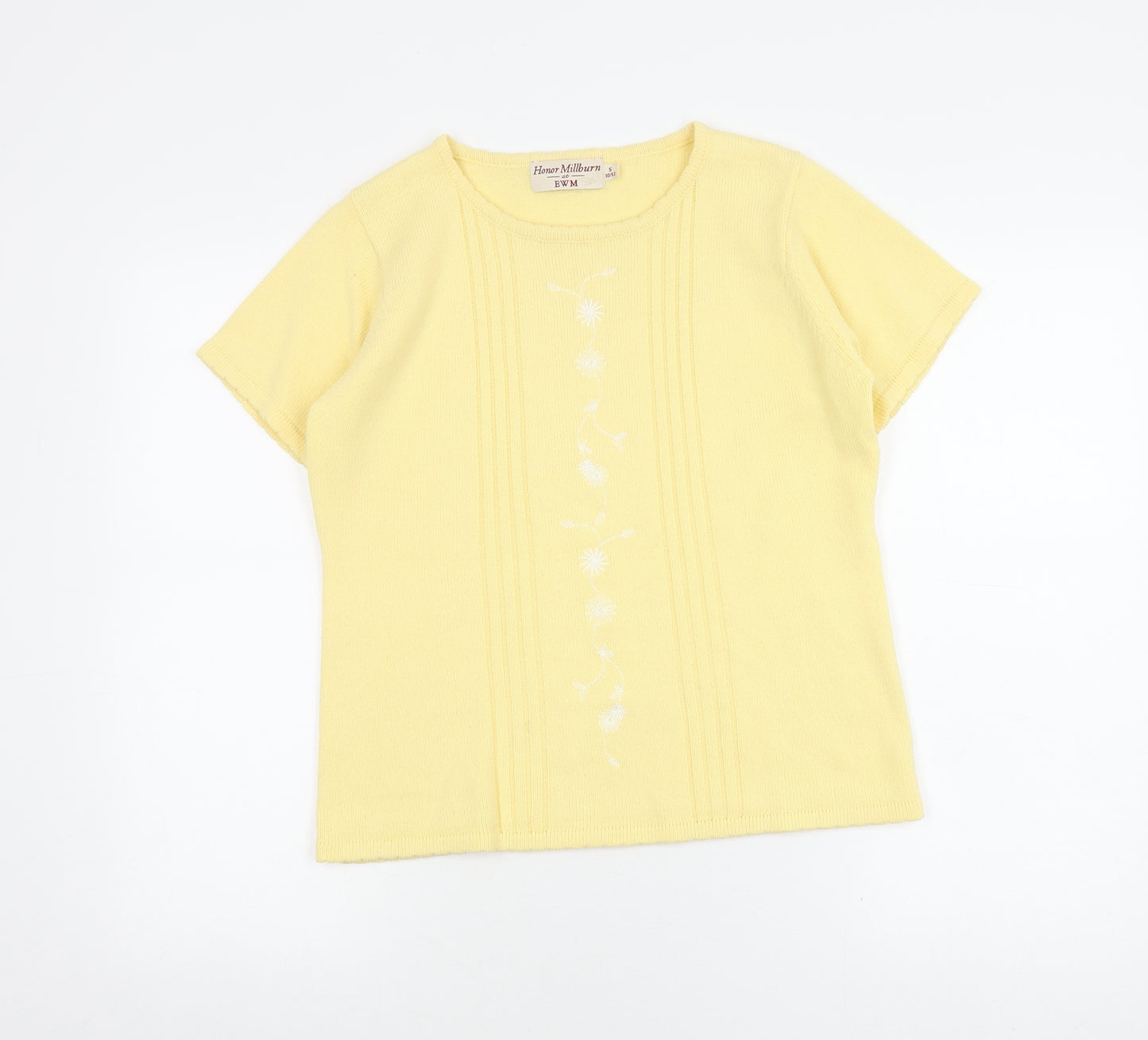 Honor Millburn Women's Yellow Embroidered T-Shirt Size 10/12