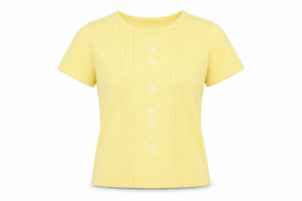 Honor Millburn Women's Yellow Embroidered T-Shirt Size 10/12