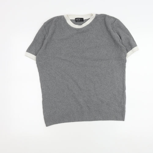BoohooMAN Grey Crew Neck T-Shirt, Men's M