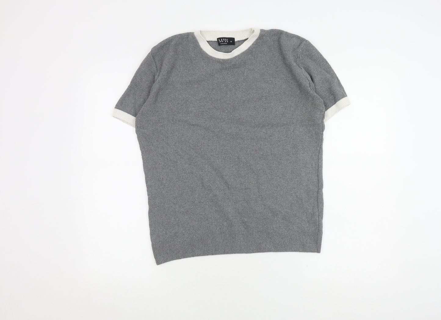 BoohooMAN Grey Crew Neck T-Shirt, Men's M