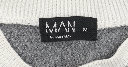 BoohooMAN Grey Crew Neck T-Shirt, Men's M