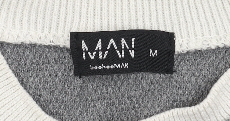 BoohooMAN Grey Crew Neck T-Shirt, Men's M