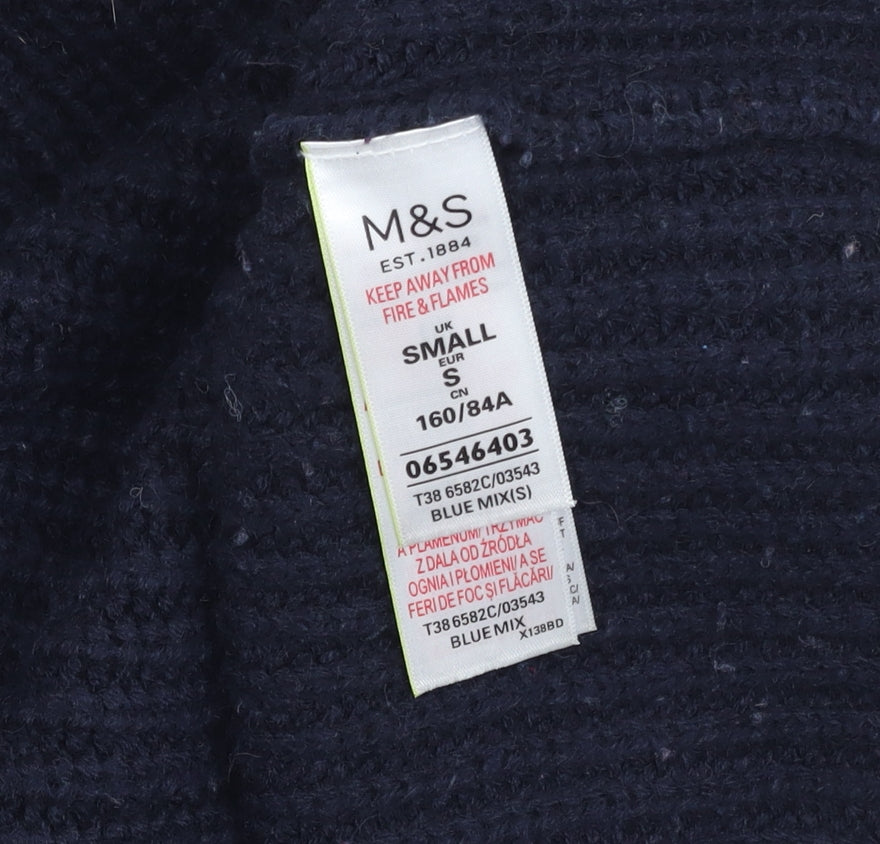 Marks and Spencer Women's Blue High Neck Pullover Jumper S