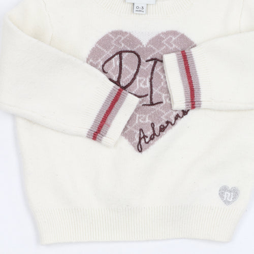 River Island Ivory Baby Jumper 0-3 Months Unisex Knit Pullover