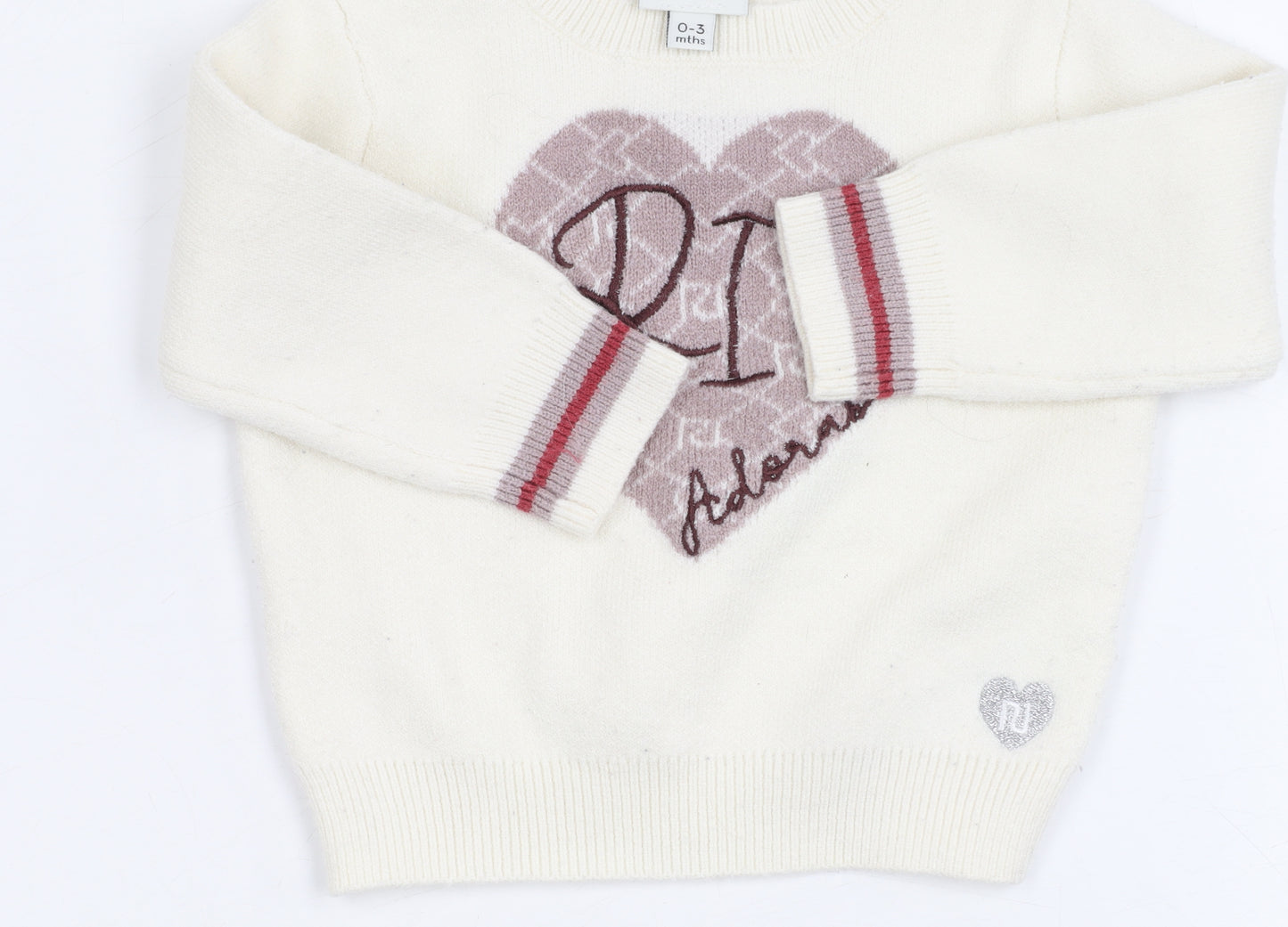 River Island Ivory Baby Jumper 0-3 Months Unisex Knit Pullover