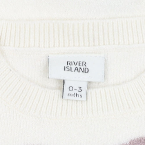 River Island Ivory Baby Jumper 0-3 Months Unisex Knit Pullover