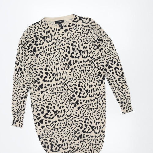 New Look Women's Beige Black Animal Print Knit Dress S