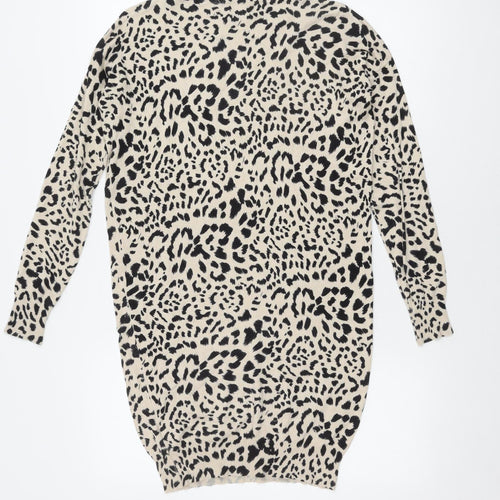 New Look Women's Beige Black Animal Print Knit Dress S