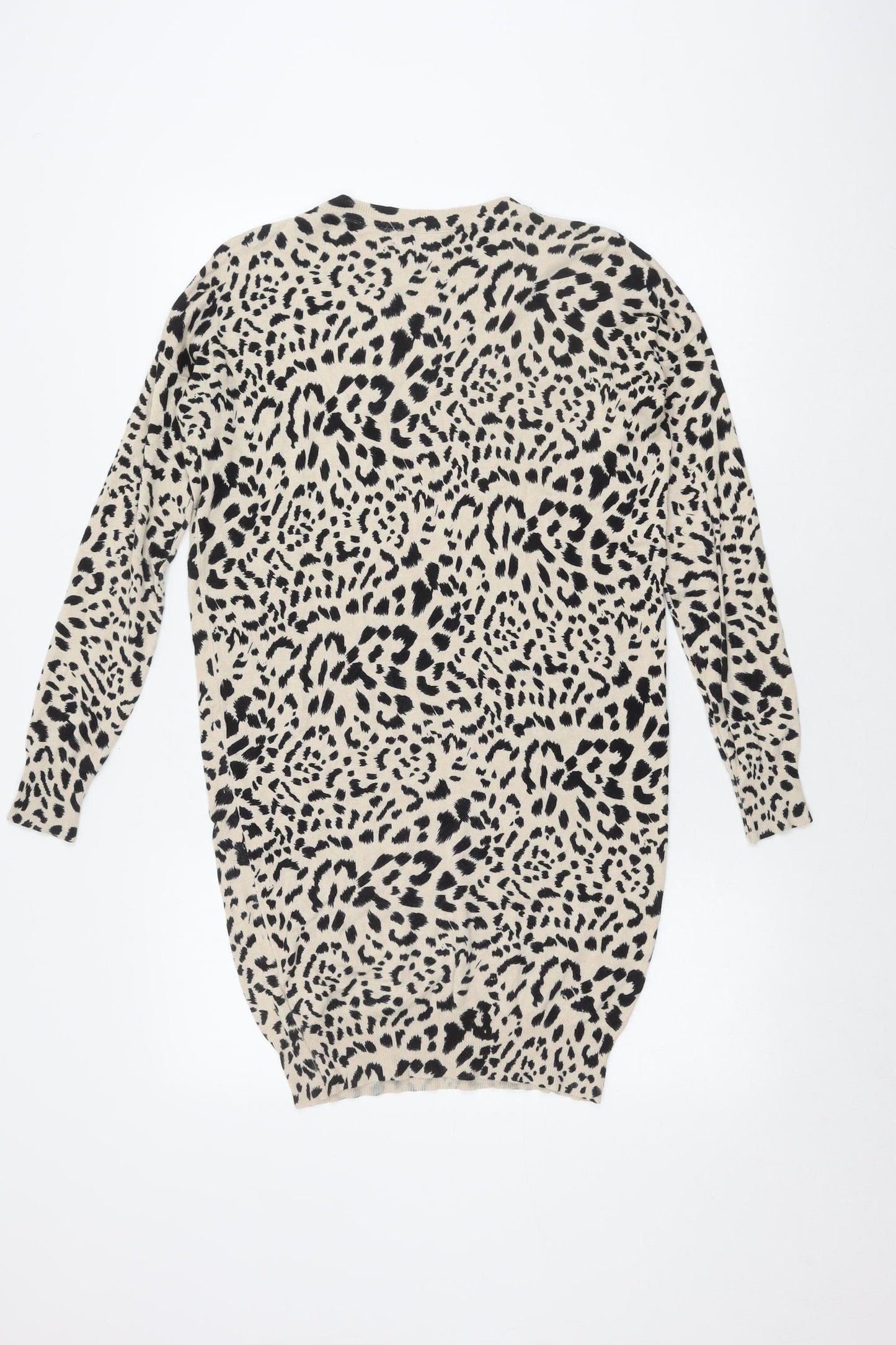 New Look Women's Beige Black Animal Print Knit Dress S