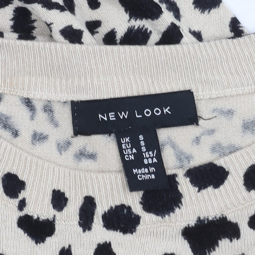 New Look Women's Beige Black Animal Print Knit Dress S