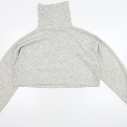 Topshop Women's Grey L Tall High Neck Zip Jumper