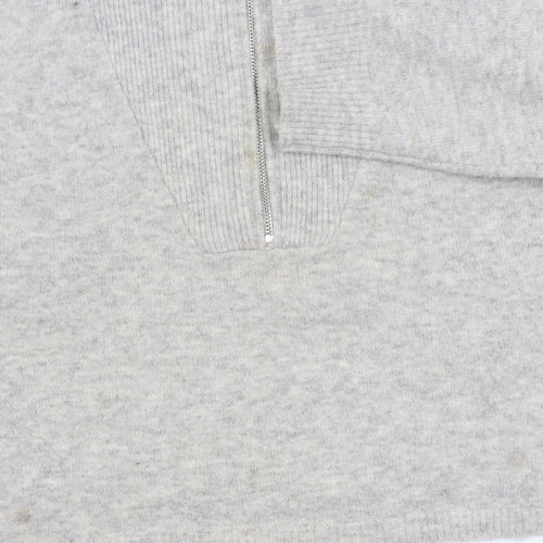 Topshop Women's Grey L Tall High Neck Zip Jumper