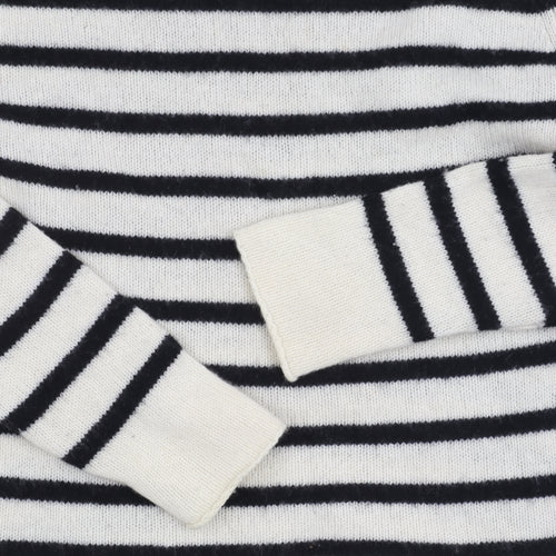 Jigsaw Women's White Striped Cashmere Pullover Jumper Medium