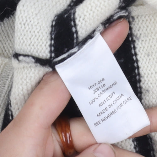 Jigsaw Women's White Striped Cashmere Pullover Jumper Medium