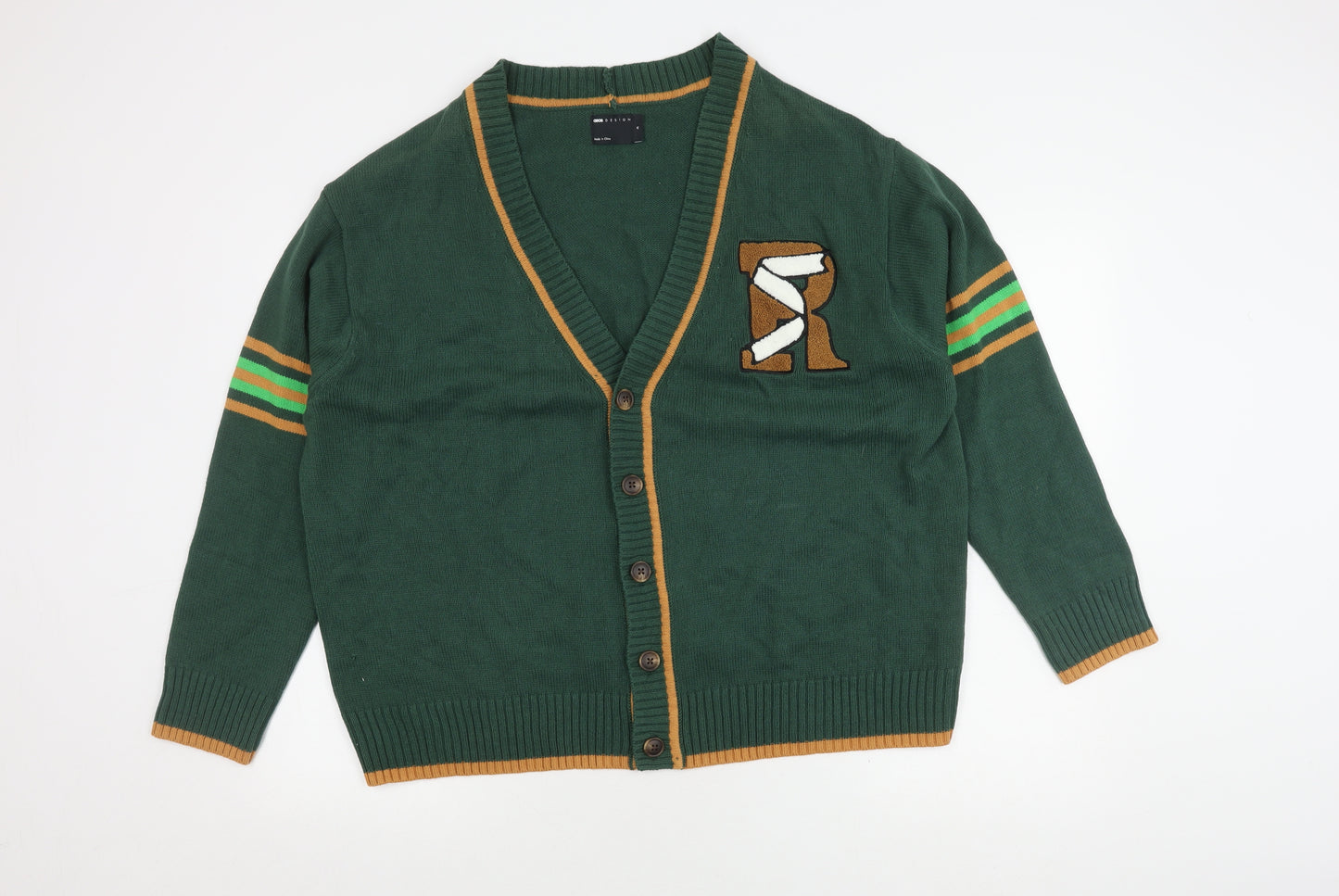 ASOS Men's Green M Cardigan with Logo Accents