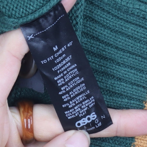 ASOS Men's Green M Cardigan with Logo Accents