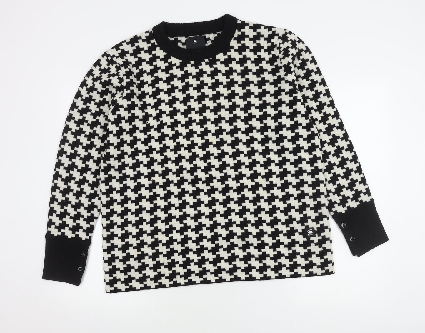 G-Star RAW Men's Black 2XL Geometric Pullover Jumper