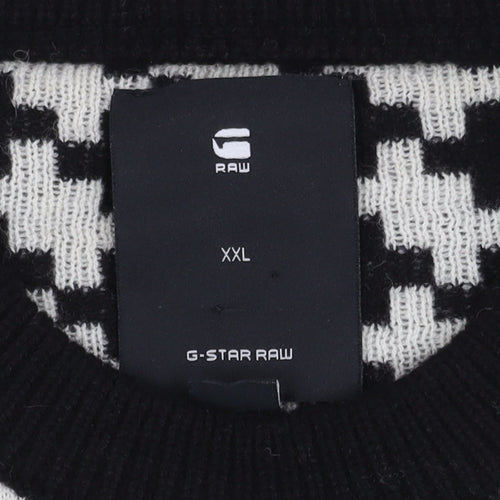 G-Star RAW Men's Black 2XL Geometric Pullover Jumper
