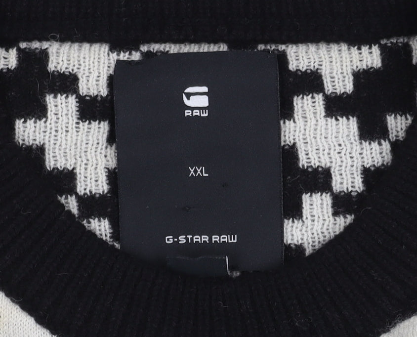 G-Star RAW Men's Black 2XL Geometric Pullover Jumper