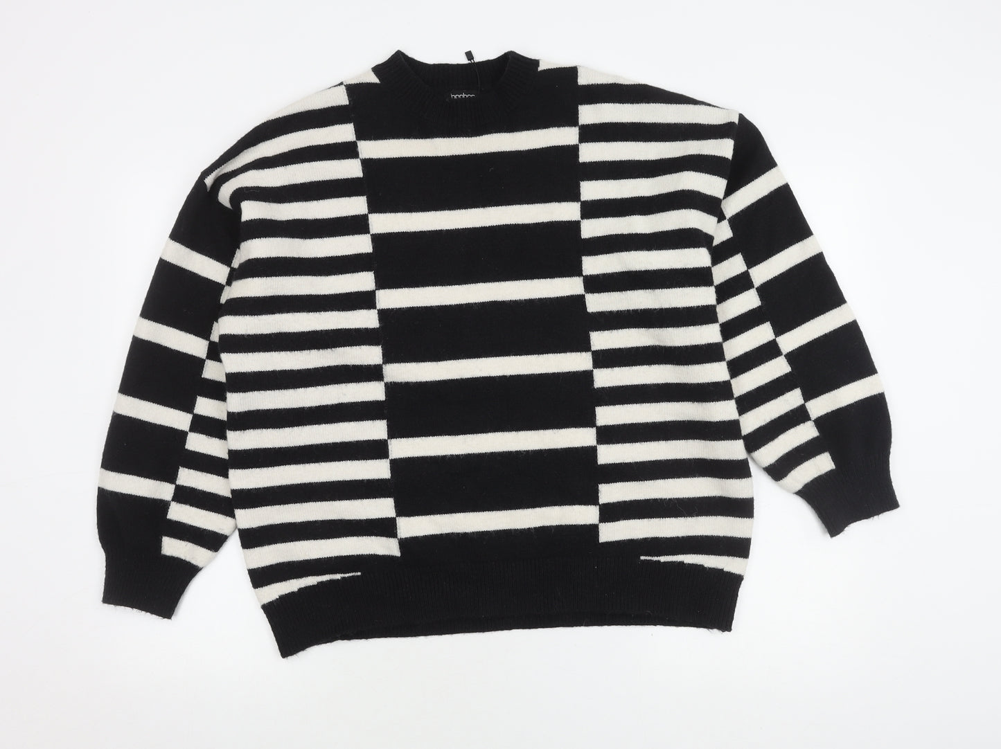 Boohoo Women's Black Striped Pullover Jumper M