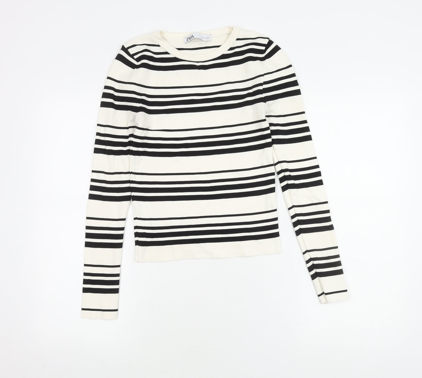 Zara Women's Black White Striped Pullover Jumper, UK 10