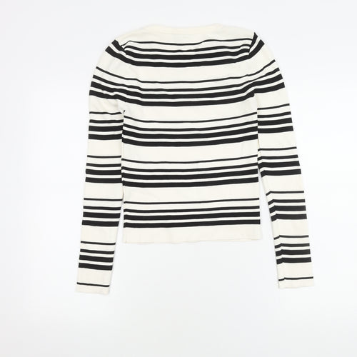 Zara Women's Black White Striped Pullover Jumper, UK 10