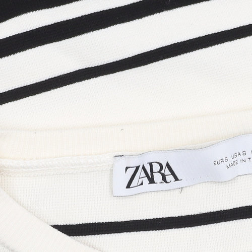 Zara Women's Black White Striped Pullover Jumper, UK 10