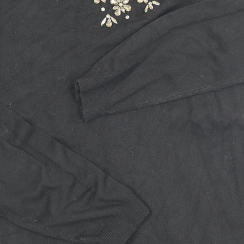 Charter Club Women's Black Jewel Pullover Jumper L