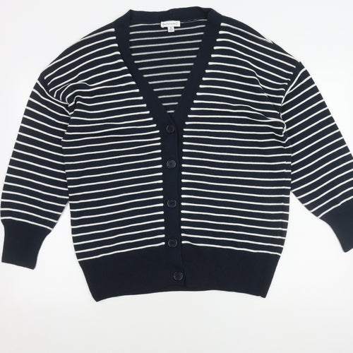 Warehouse Women's Blue Cardigan, Size M, Striped