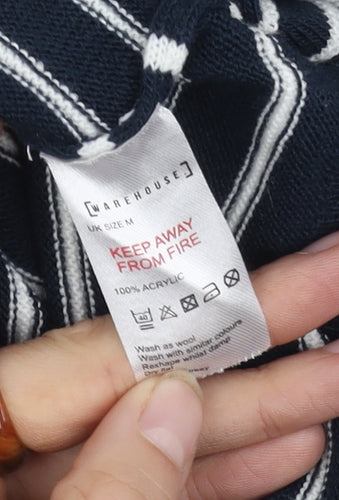 Warehouse Women's Blue Cardigan, Size M, Striped