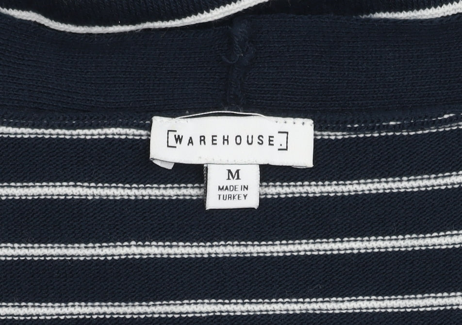 Warehouse Women's Blue Cardigan, Size M, Striped