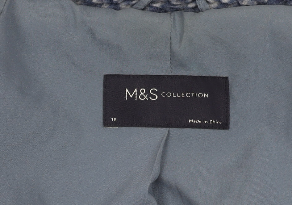 Marks and Spencer Women's Blue Check Overcoat Jacket