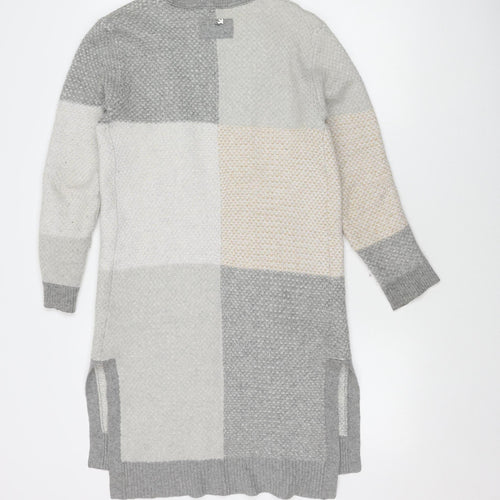 White Stuff Women's Grey Open Front Cardigan, Size 12, Cotton Wool Blend