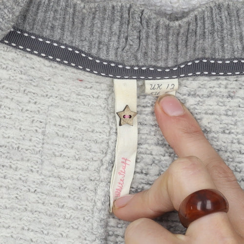 White Stuff Women's Grey Open Front Cardigan, Size 12, Cotton Wool Blend