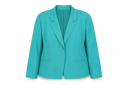 Front view of Eastex Women's Green Blazer, size 18, Regular Fit