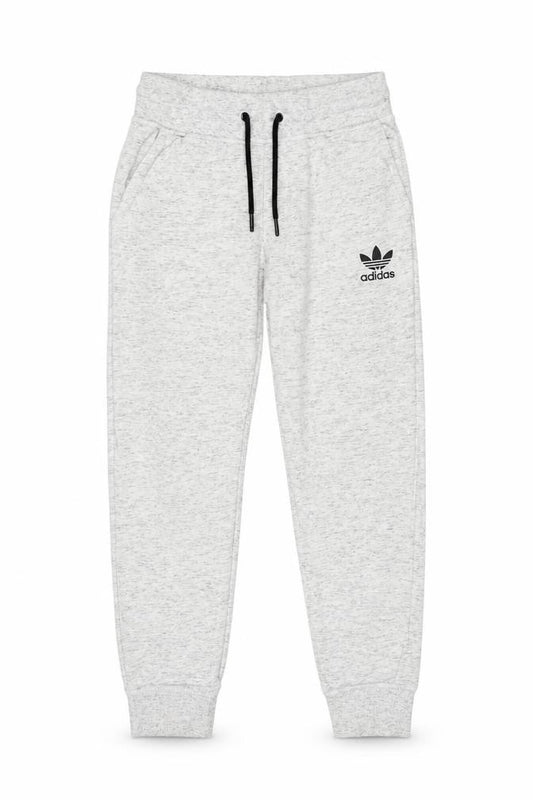 Front view of Adidas unisex kids grey jogger trousers xs