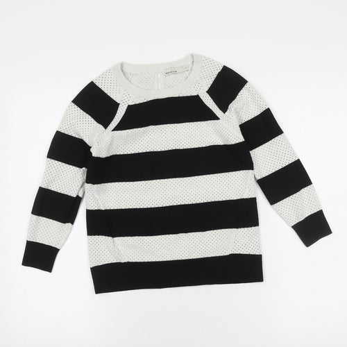 Karen Millen Women's Striped Jumper - Black/White - Size 3