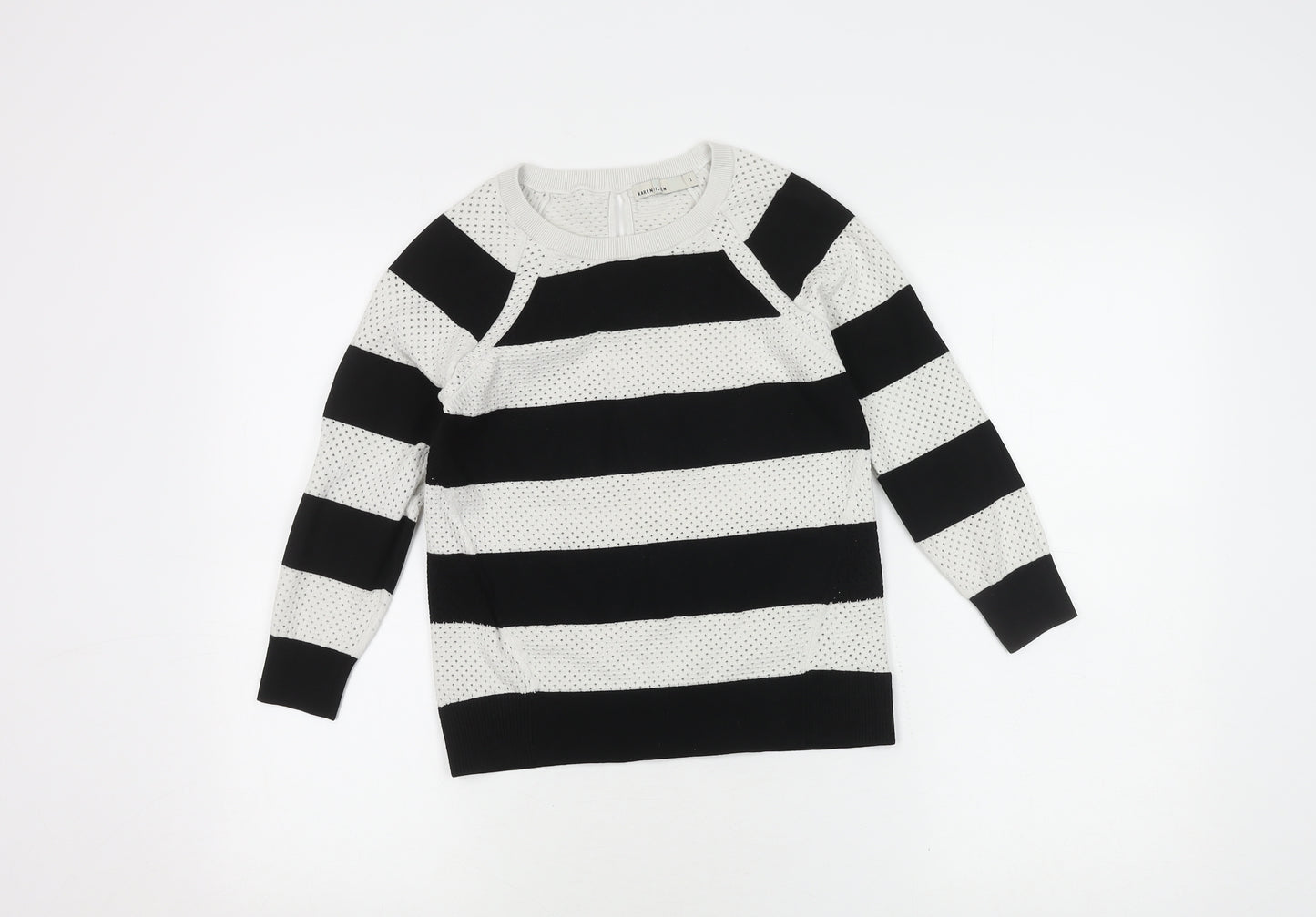 Karen Millen Women's Striped Jumper - Black/White - Size 3