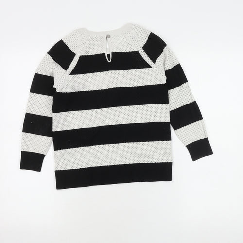 Karen Millen Women's Striped Jumper - Black/White - Size 3