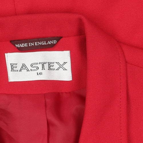 Eastex Women's Red Blazer, Size 16, Lined, Polyester